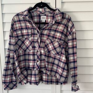 BDG Urban Outffiters Red/Blue Plaid Cropped Flannel Small